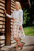 Pink Mesh Embroidered Midi Skirt